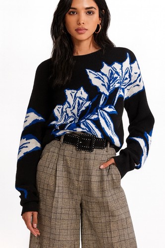 Veronica Beard Ayala Intarsia Pullover Sweater