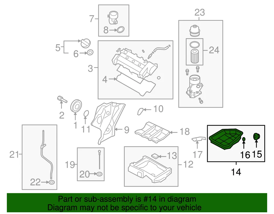 Cacerola de aceite genuina Hyundai 2010-2014 Azera Santa Fe Veracruz 21510-3C160 Foto 2 de 2
