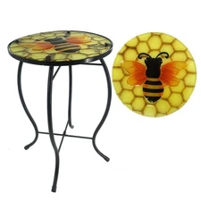 Outdoor Side Table Wasp Round Small Patio Accent Table Indoor End Table for Y...