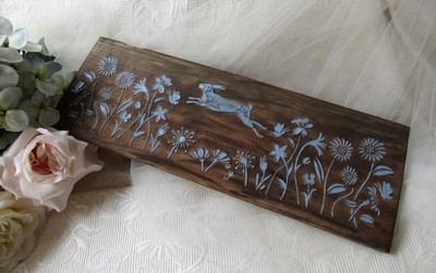 Rabbit Plaque,Original Wall 3-D Art,Rustic,Primitive,Farmhouse,Barn,Door Hanger