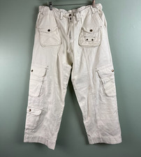 Free People Tahiti Cargo Pants Tofu Cream Size Medium Beachy Y2K Cotton Baggy