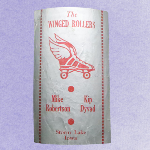 Vintage Storm Lake Iowa 1940s Winged Rollers Roller Skating Rink Sticker Label