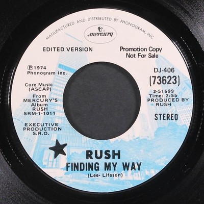 RUSH: finding my way (edit) MERCURY 7'' Single 45 RPM Schallplatte VG+