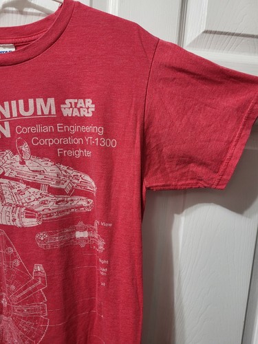 Star Wars Millenium Falke Blueprint rotes T-Shirt Erwachsene Größe Medium Baumwollmischung - Bild 8 von 11