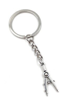 Keychain Compass Drawing Tool Circles Circular Track Silver Pendant