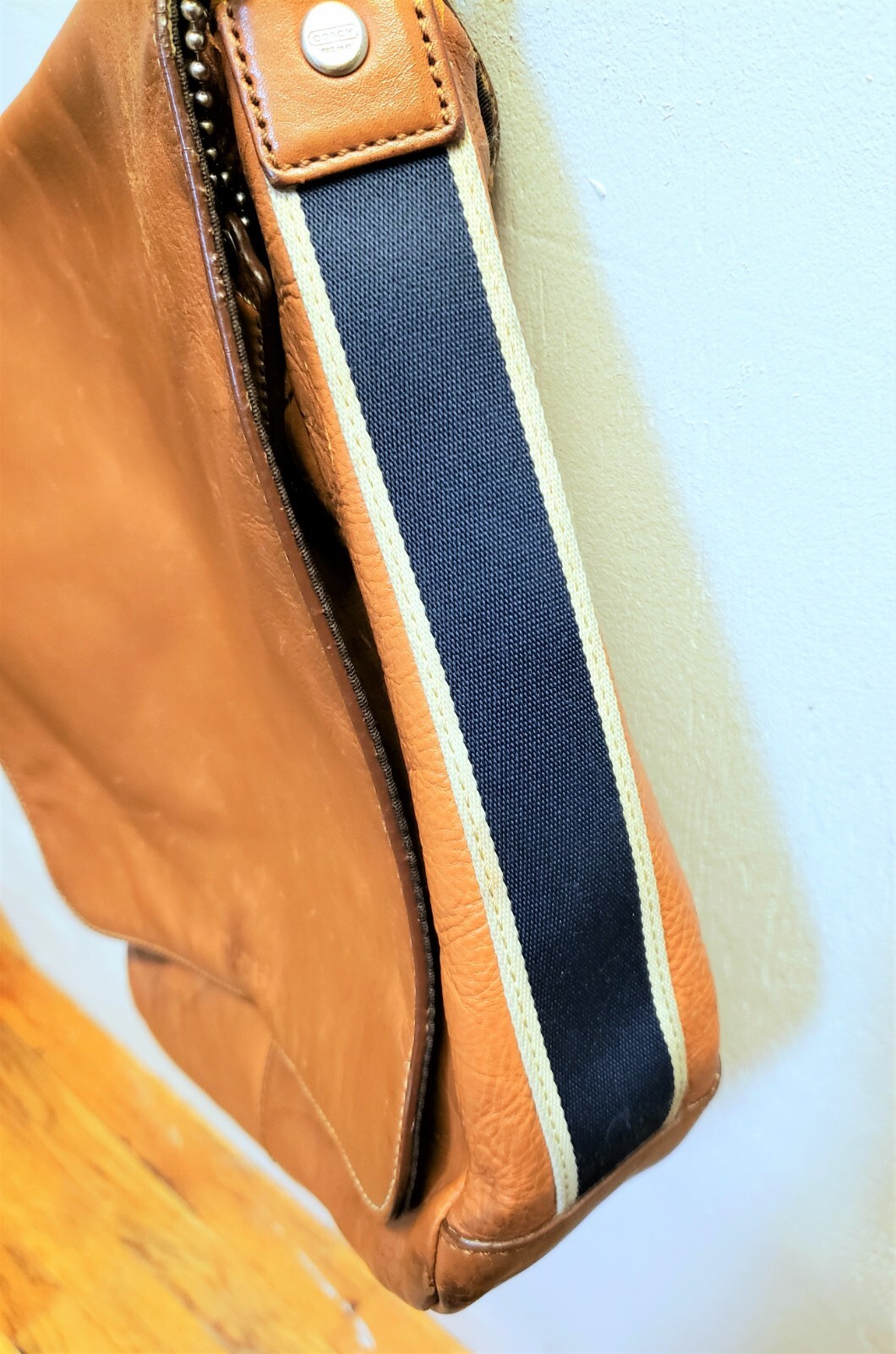 Coach Heritage Tan Brown Leather Map Messenger Bag F7… Gem