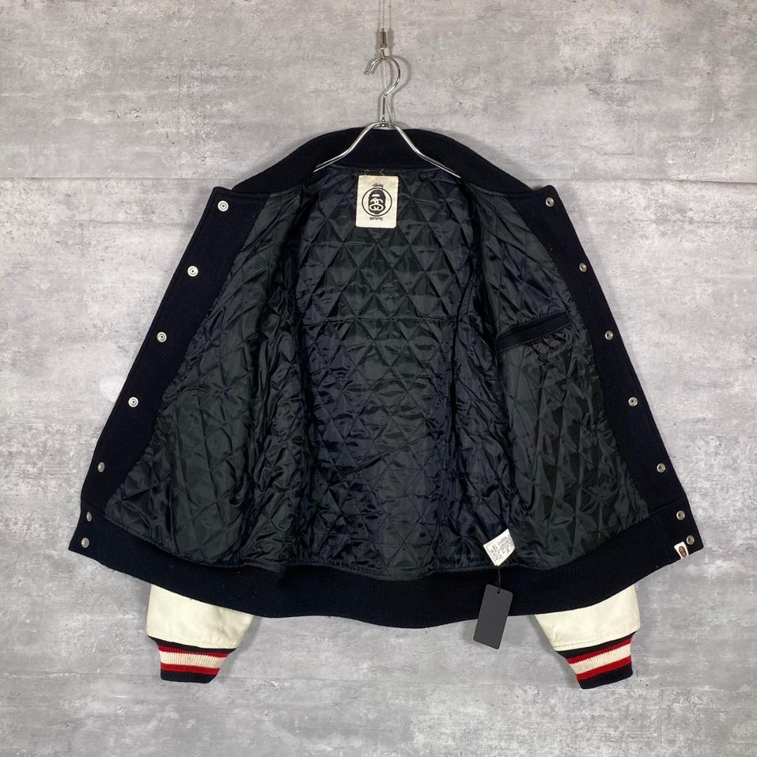 【希少】 STUSSY × A BATHING APE スタジャン S Stussy A Bathing Ape Varsity Jacket XL Stadium Jacket Black