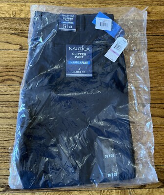 Nautica Men's Classic Fit Twill Flat Front Pant - Casual Office & Weekend Chinos