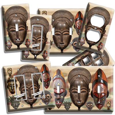 AFRICAN ANCIENT WARRIOR TRIBE MASKS LIGHT SWITCH OUTLET WALL PLATE ROOM HD DECOR