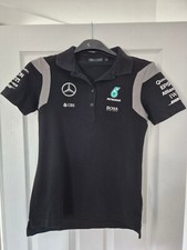Mercedes AMG Petronas F1 Motorsport Men's Black Polo Shirt, Size M *VGC*