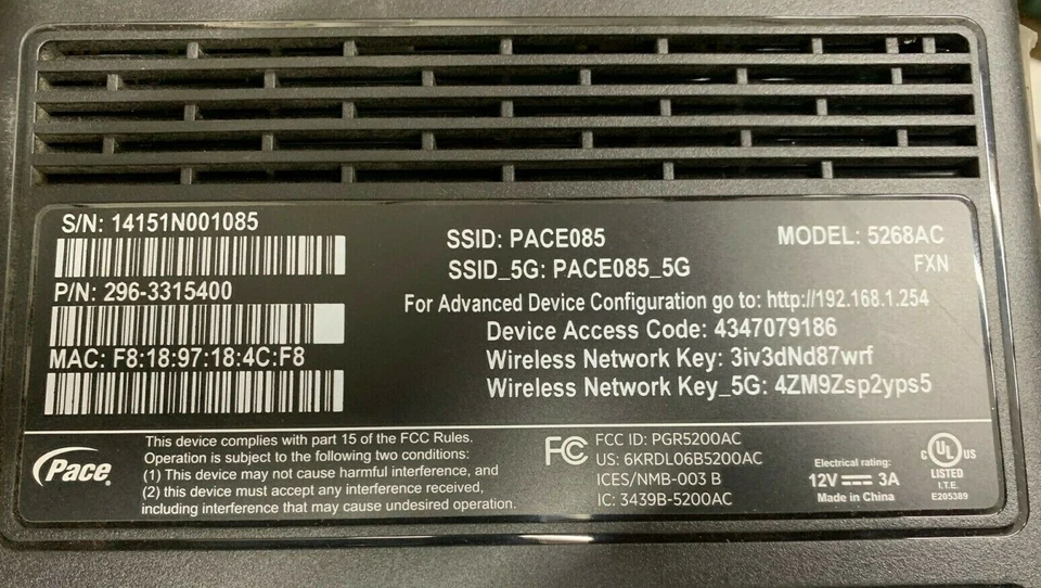 AT&T U-Verse Pace 5268AC UVRGX gateway internet Wireless Modem Router - Image 3 of 4