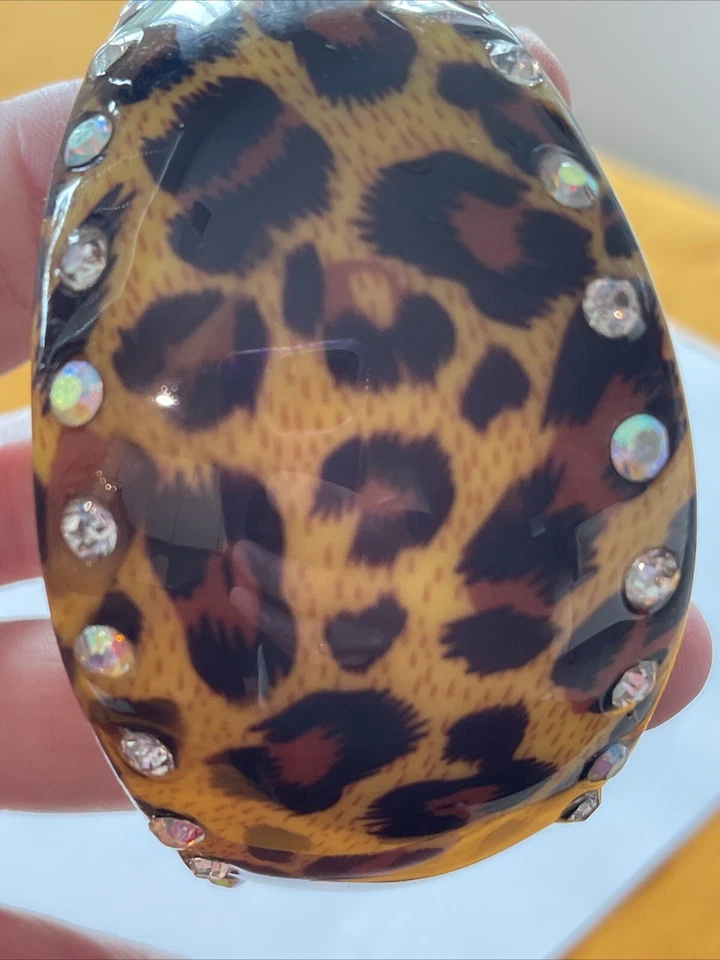 Brazalete grueso estampado animal con joyas 2 1/2” apertura 1”-2,6” ancho forma única Foto 2 de 4