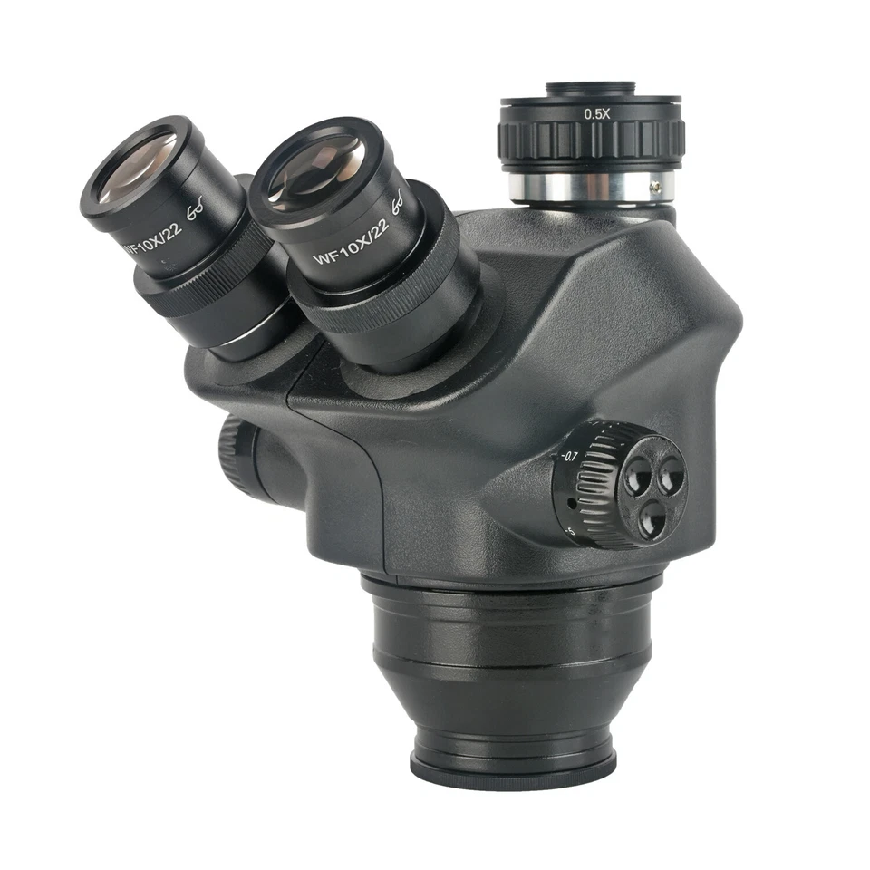 KOPPACE 7X-50X Black Trinocular Stereo Microscope 144 LED Ring Light 0.5X CTV  - Image 3 of 4