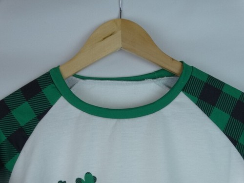 Happy St. Patrick's Day Women's Shirt Size XXL Green Plaid Irish Shamrock Top - Foto 5 di 8