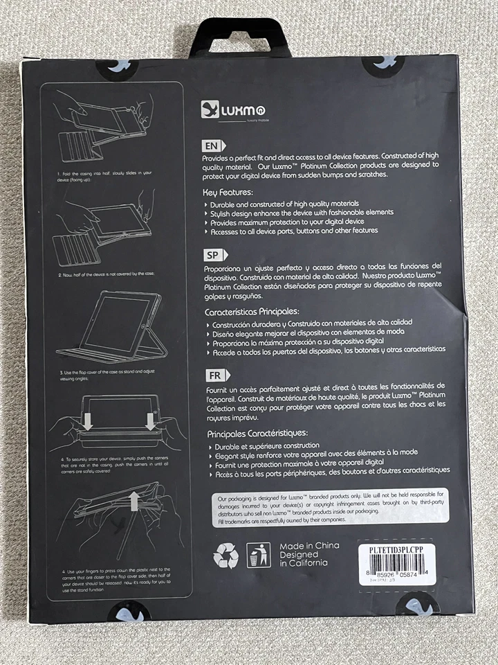 LUXMO Platinum Collection Elite Canvas Smart Case (PLTETID3PLCPP) iPad 2 & 3 - Image 2 of 4