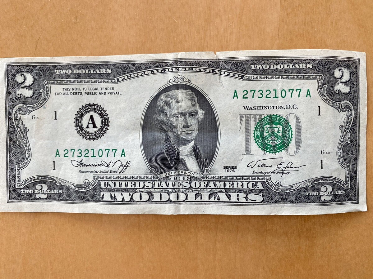 マルモページです☆①の2 1976 Series Rare $2 Bill Federal Reserve Bank Of Boston