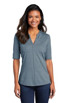 Port Authority Womens Short Sleeve Stretch Heather Open Neck Top LK583