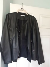 New Ladies Womens Faux Leather Jacket Size L