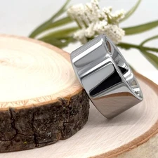 Wide Thick 12MM Silver Tungsten Band High Polished Engraved Ring For Christmas