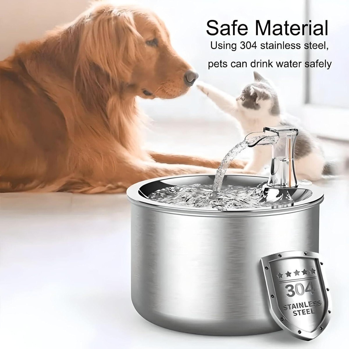 Automatic Pet Cat Water Fountain Stainless Steel Pet Water
