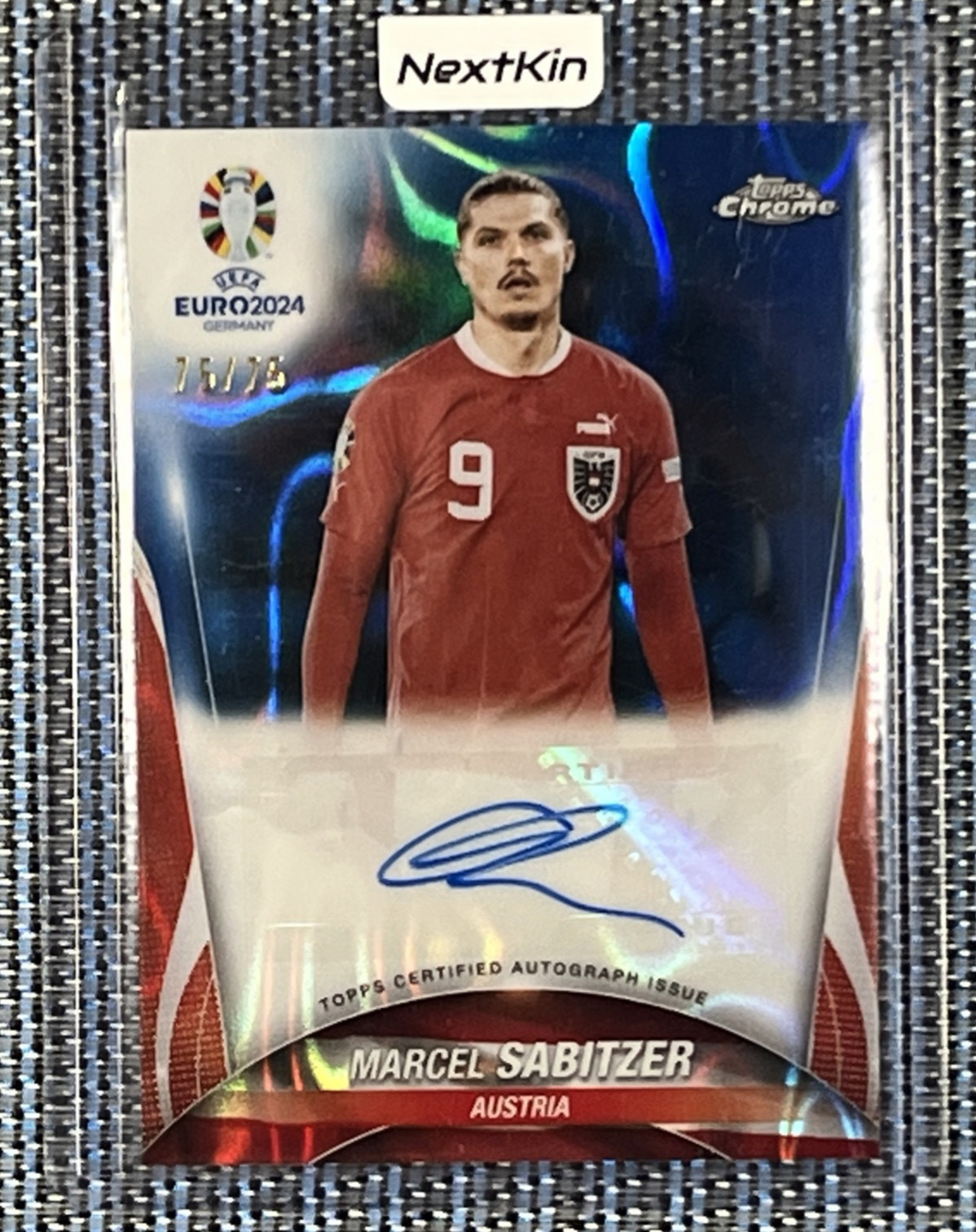 2023-2024 Topps Chrome UEFA EURO Marcel Sabitzer Blue Lava Auto /75 CA-MS