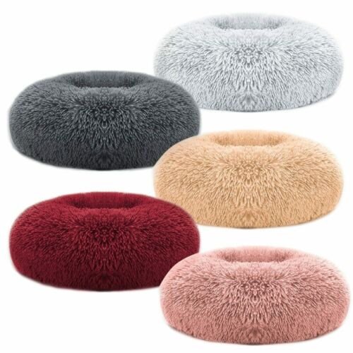 Ultra Fluffy Donut Shaped Pet Dog Cat Bed Plush Soft Warm Calming Sleeping Bed - Picture 1 of 42