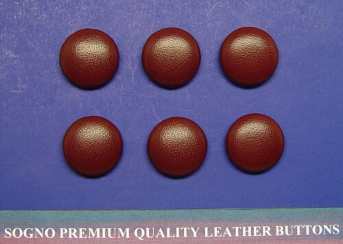 6 Made in USA 20mm Deep Chestnut genuine leather covered buttons for tops, sofa