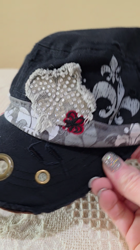 Sun Products Black New Orleans Rhinestone Flat Top Cute Baseball Ball Cap Hat - Video 1 of 1