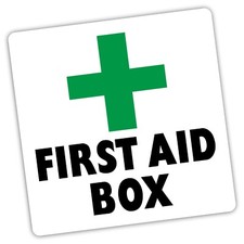 1 x First Aid Box Label Health and Safety Sign Accident Stickers Self Adhesive