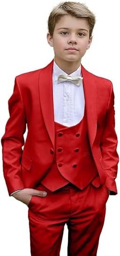 Boys 3 Pieces Tuxedo Suit Slim Fit Formal Suits for Boys Toddler Suit Jacket - Picture 35 of 39