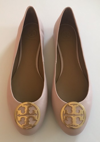 Tory Burch Benton Ballet Flat Seashell Pink Gold Logo size 9.5 NEW ($248) - Picture 5 of 7