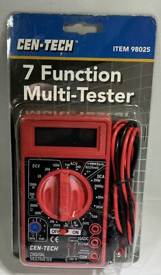 NEW 7 Function Digital Multimeter ToolDC-AC Voltage Multi Tester Cen-Tech 98025