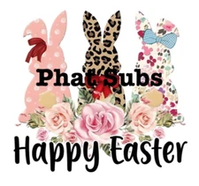 Sublimation Print Happy Easter Bunnies Ready to Press Heat Transfer