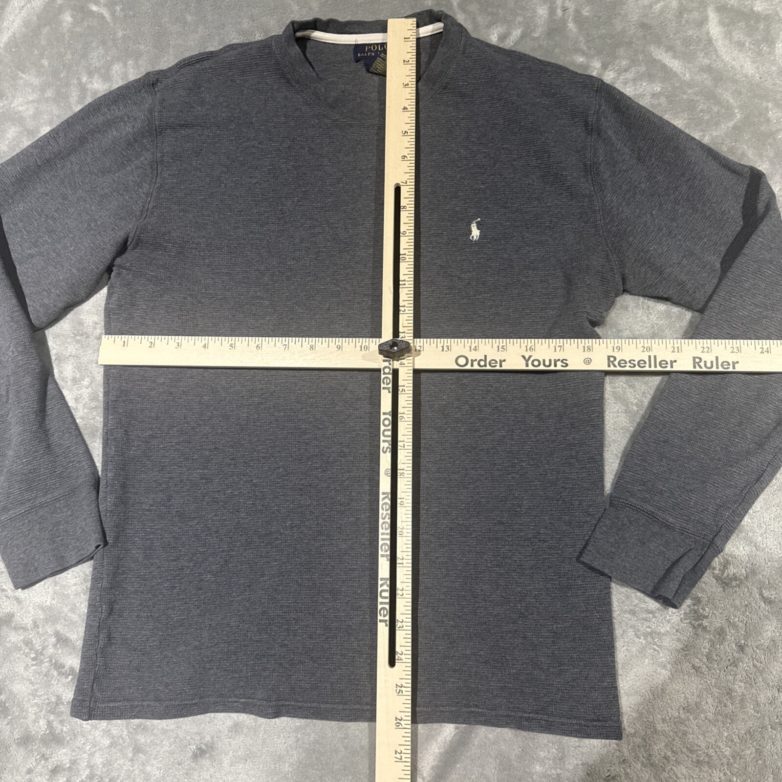Polo Ralph Lauren maglia waffle termica manica lunga camicia uomo L grigio bianco pony