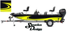 Yellow Black Swirl Graphic Decal Design Wrap Abstract Fishing Bass Boat Vinyl US