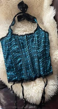 Seven ‘til Midnight size L turquoise eyelash lace corset & thong set