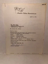 CHUBBY CHECKER- SIGNED PERFORMANCE CONTRACT SATELLITE LOUNGE,NJ 4/4/1973 CPICS