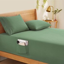 Extra Deep Pocket Queen Fitted Sheet Only - Fits Up to 24 Inch Mattress - Lux...