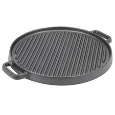 30cm Cast Iron Round Pan Reversible Grill Pan Non-Stick Griddle Plate BBQ Party