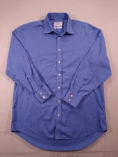 Charles Tyrwhitt Houndstooth Shirt Men's 16.5/34 Blue Long Sleeve Non Iron Soft