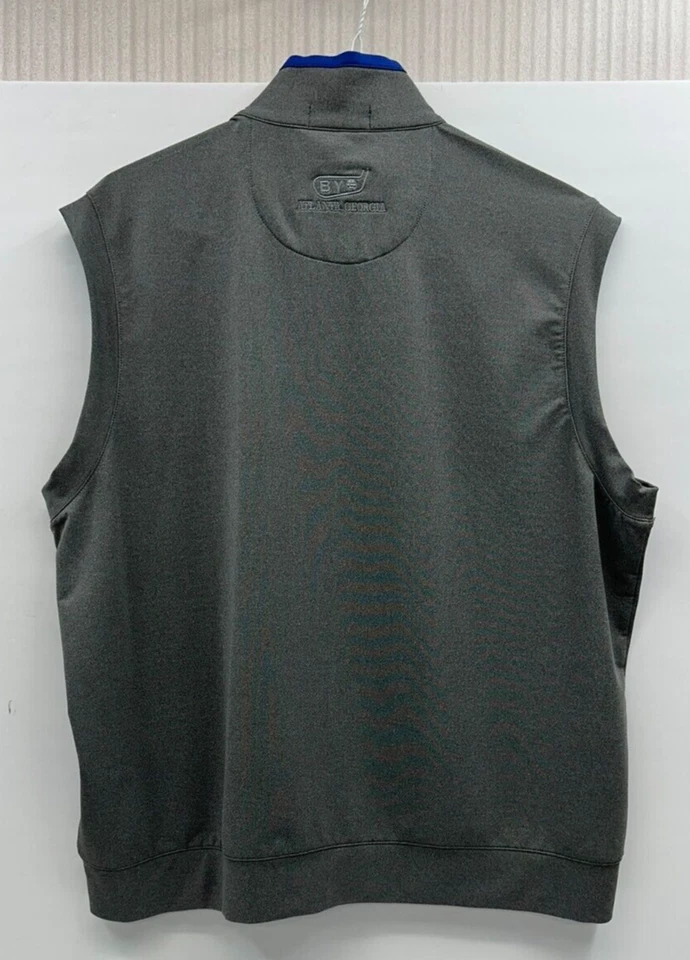 Chaleco de golf Byron Nelson con cremallera completa con cuello en contraste gris y azul grande POR Atlanta Foto 3 de 4