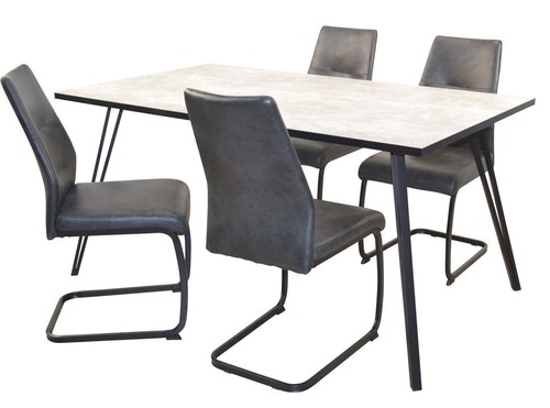 Schwingstuhl Esszimmerstuhl Schwingsessel Freischwinger Stuhl 4er-Set grau - Bild 7 von 8