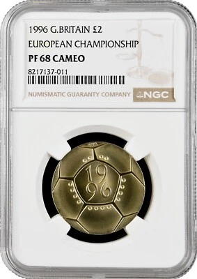 Grossbritannien 2 Pfund 1996, NGC PF68 CAM, "UEFA-Fußball-Europameisterschaft" - Bild 1 von 2