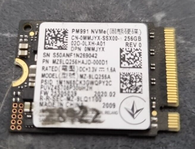 Samsung PM991 MZ-9LQ256A 256GB 2230 NVMe Solid State Drive SSD