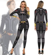 Black Widow Cosplay Natasha Romanoff Costum White and Black Jumpsuit