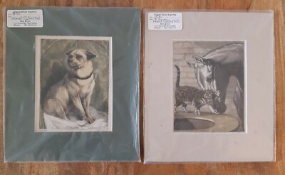 2 x Hand Coloured Antique Prints dated 1870 Henry Greaves & FE Monogram
