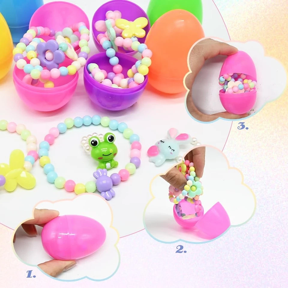 12 piezas huevos de Pascua rellenables con 20 piezas niñas fingir joyas juguetes sorpresa, nuevos... Foto 4 de 4