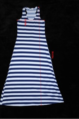umgee blue and white dress Umgee Blue Striped Puff Sleeve Midi Dress with V-Notch Neckline