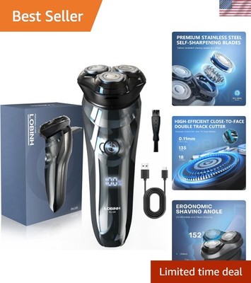Versatile Waterproof Electric Shaver - Corded & Cordless Use with LCD Indicator