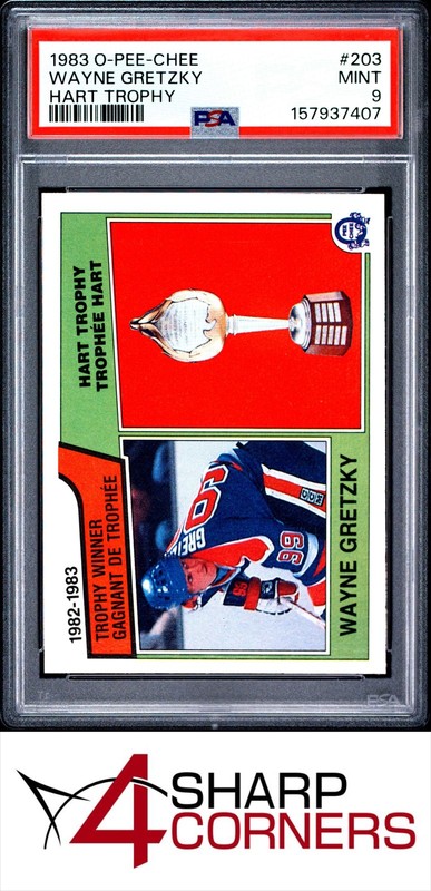 1983 O-PEE-CHEE HART TROPHY #203 WAYNE GRETZKY HOF PSA 9